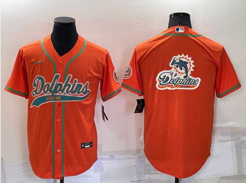 Men's Miami Dolphins Orange Team Big Logo With Patch Cool Base Stitched Baseball Jersey,We sell and wholesale Men's Miami Dolphins Orange Team Big Logo With Patch Cool Base Stitched Baseball Jersey on line form chian!